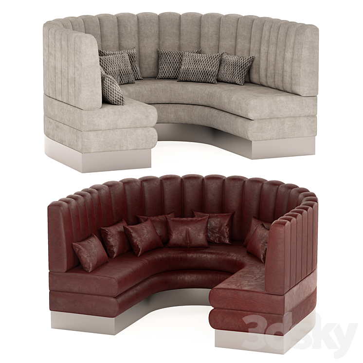 Circular Banquette Seating Semi-circular Booth Seating Sofa 3D Model