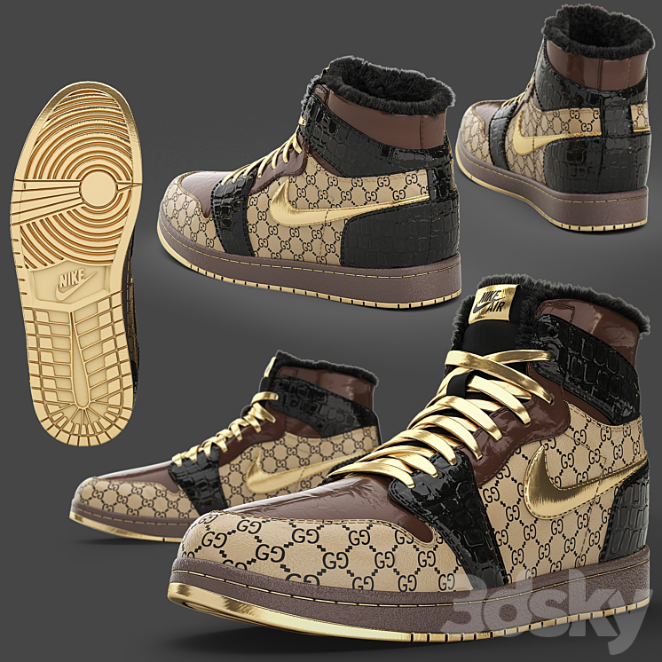 Jordan Gucci Sneakers Footwear 3D model