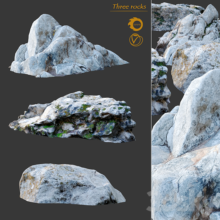 Three rocks - Environment elements - 3D model