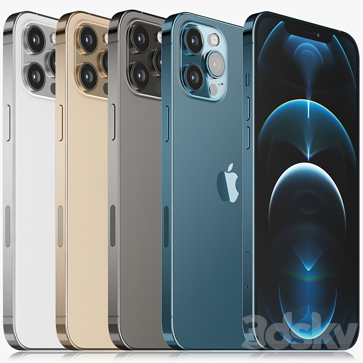 iPhone 12 pro MAX all colors Phones 3D model