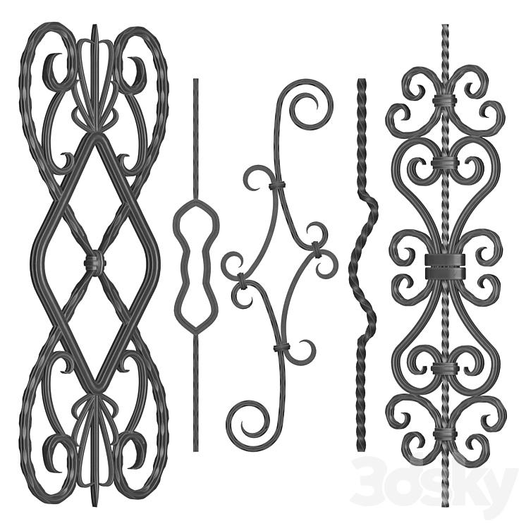 Wrought iron panel No.09 - Other decorative objects - 3D model