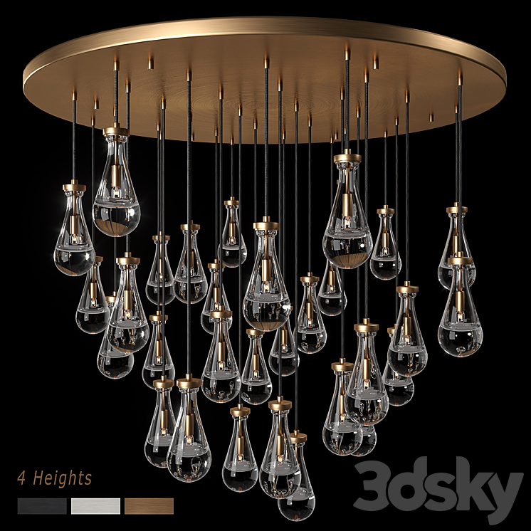 RH Rain Round Chandelier 60 Pendant light 3D model