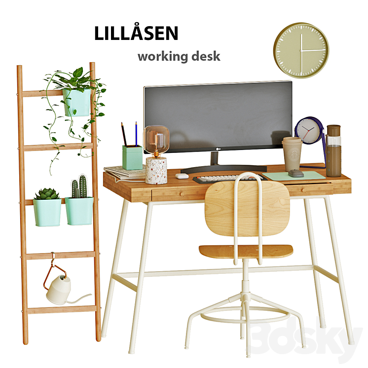 IKEA LILLASEN 机 美品 Ikea LILLASEN Desk, bamboo with Drawers 40 1/8x19 1/4