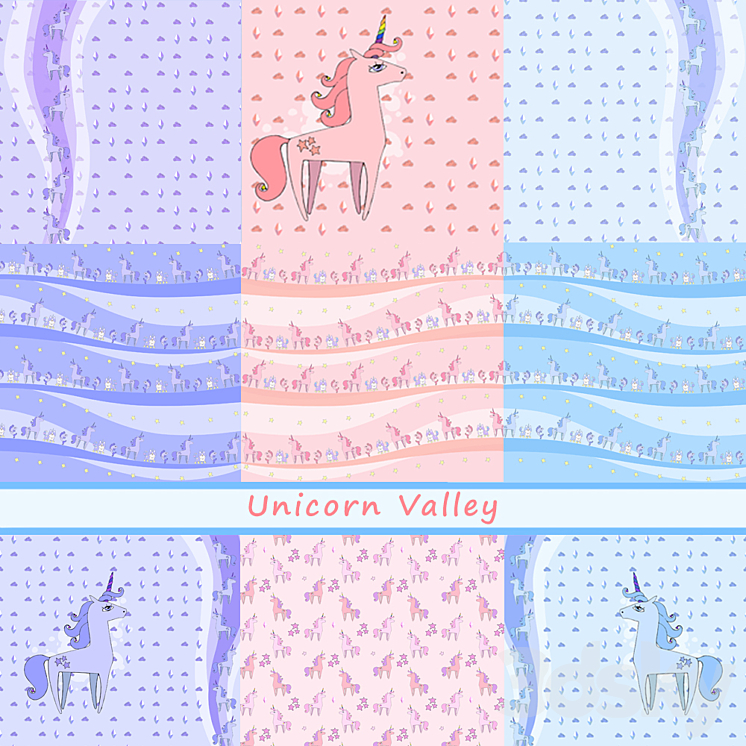 Unicorn Valley designer wallpaper pack 2 - Wall covering - 3D model