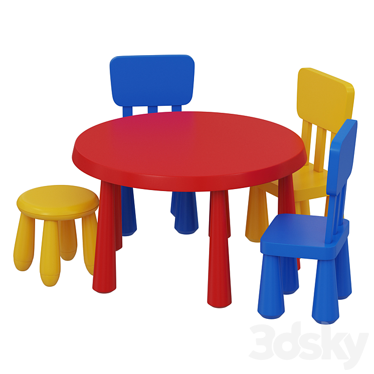 Ikea Mammut Table Chair 3D model