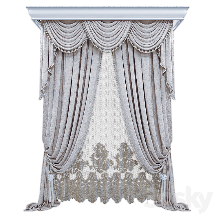 3D Long Hhair Model 002 Curtains Drapes