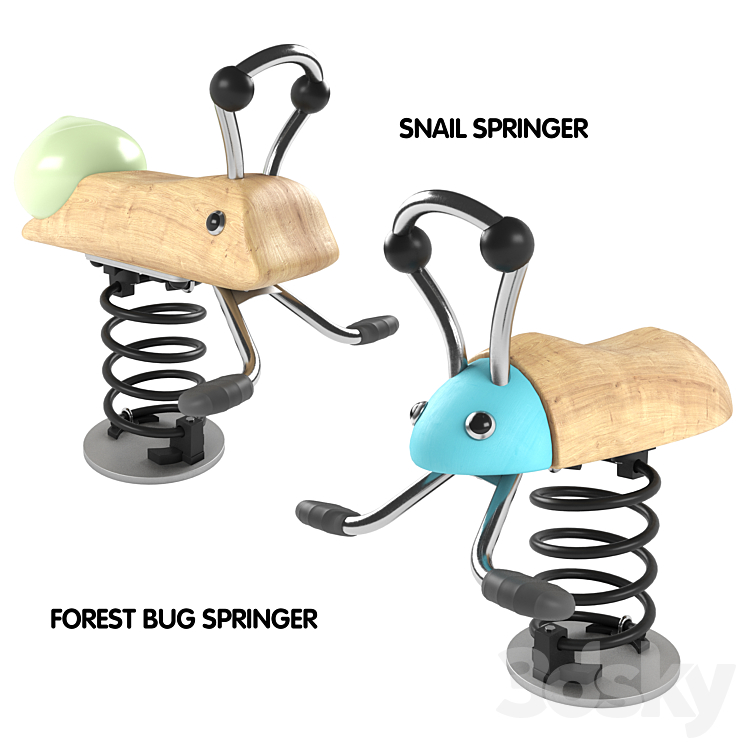 Kompan. Robinia Springers. Spring rockers, set 2 - Playground - 3D model