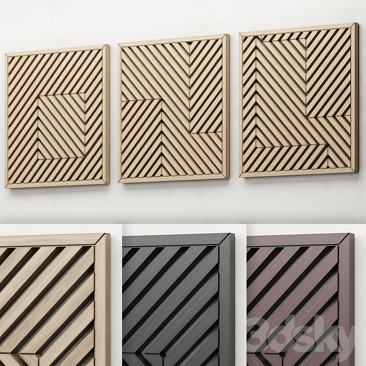 Large Geometric Wooden Wall Hanging Set - Other decorative objects - 3D ...
