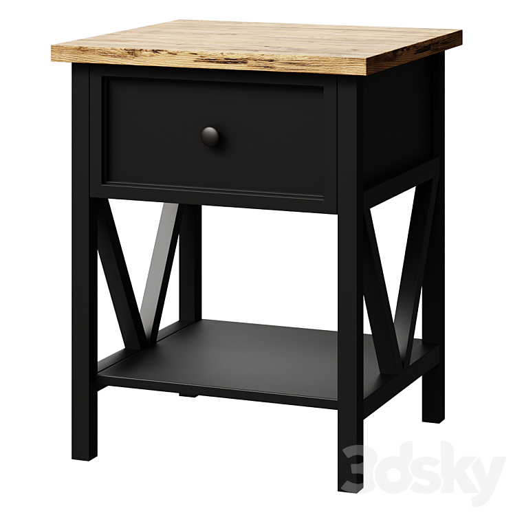 Natalee Barnwood and Black One Drawer Side Table bedside table ...
