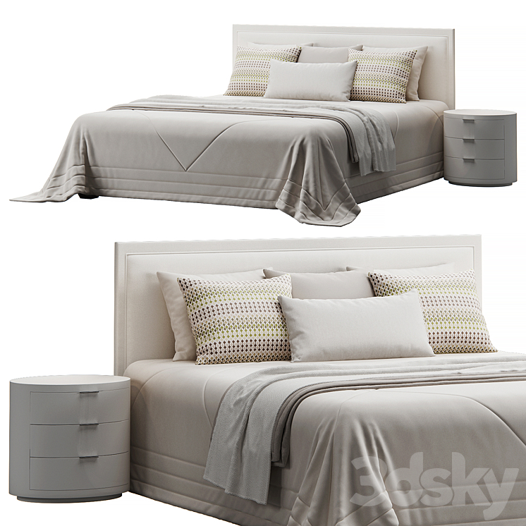 Rectangular Headboard Bed - Bed - 3D model