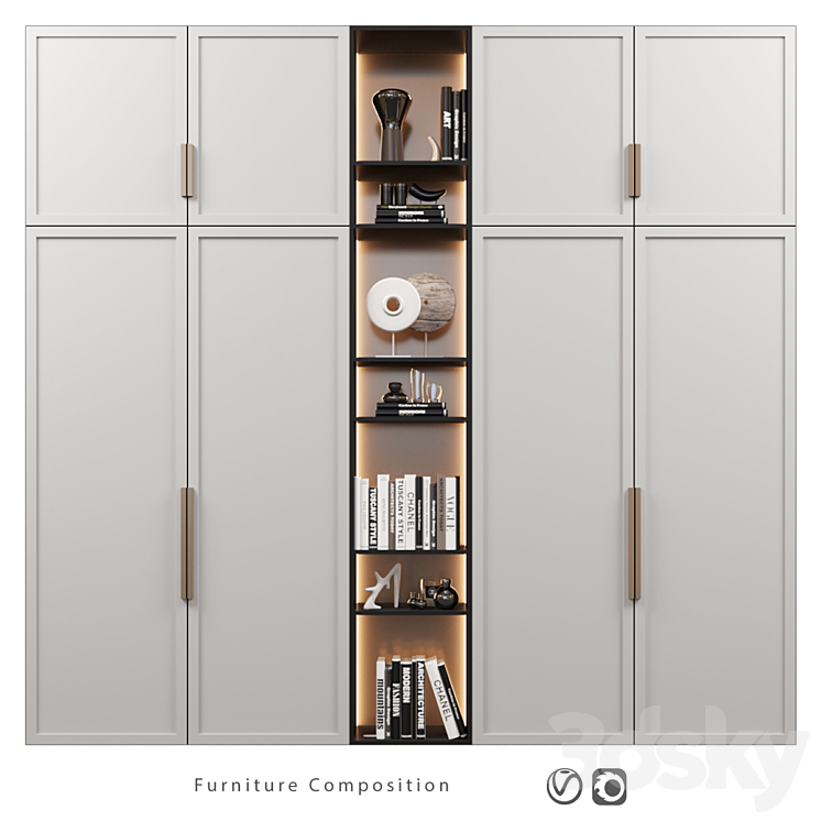 Furniture composition | 354 - Wardrobe & Display cabinets - 3D model