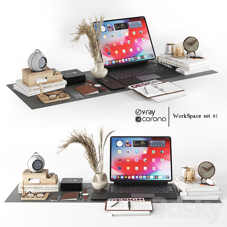 workspace Set 01 - Decorative set - 3D model