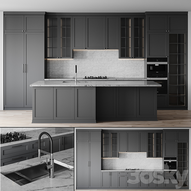 kitchen neoclassic-003 - Kitchen - 3D model