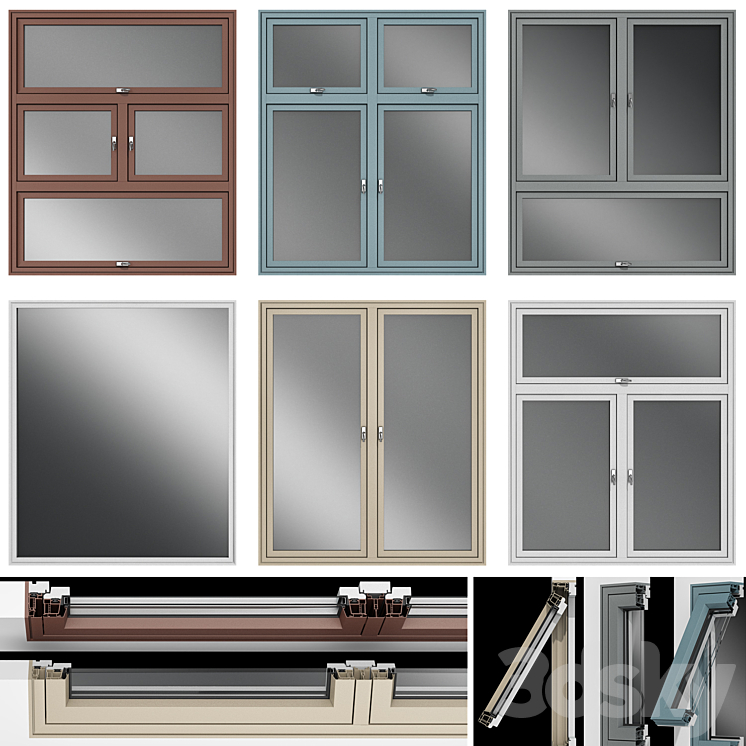 Stained aluminum windows - Windows - 3D model