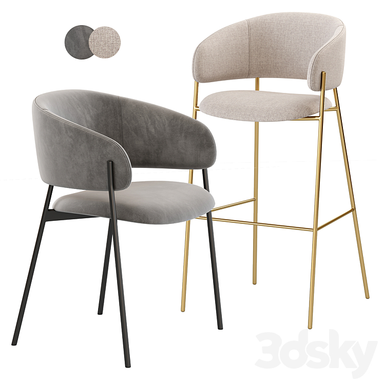 Hug Bar Stool - Chair - 3D model
