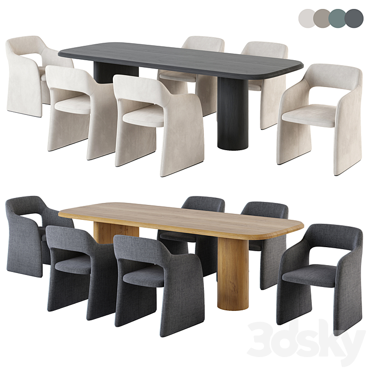 CAMERICH Echo Petite Chair. Archer Dining Table. - Table + Chair - 3D model