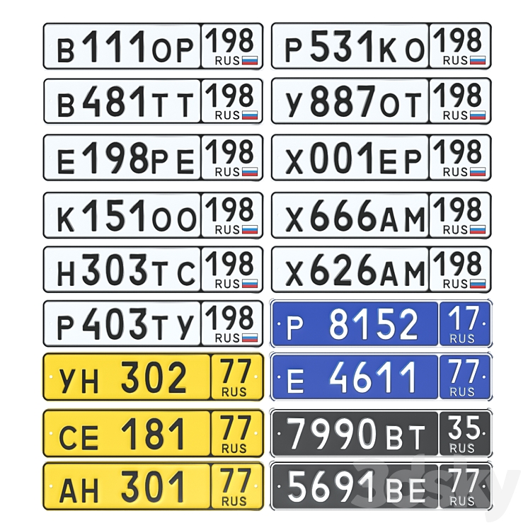 Russian car numbers - Ground Transport - 3D model