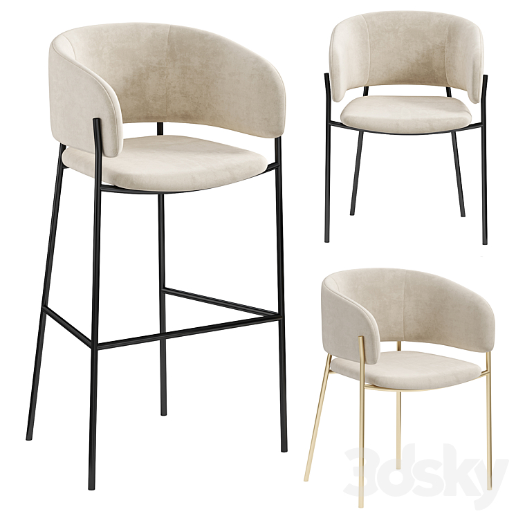 Hug Bar Stool - Chair - 3D model