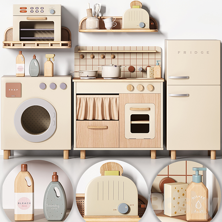 Du Schläfst Im Kühlschrank Gibt Es Schinken Und Käse ZARA Play Kitchen Toy Set - Miscellaneous - 3D model