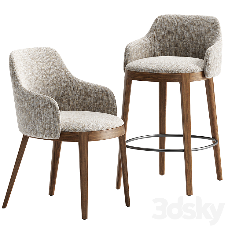 Adel Chair & Stool by Calligaris - Chair - 3D model