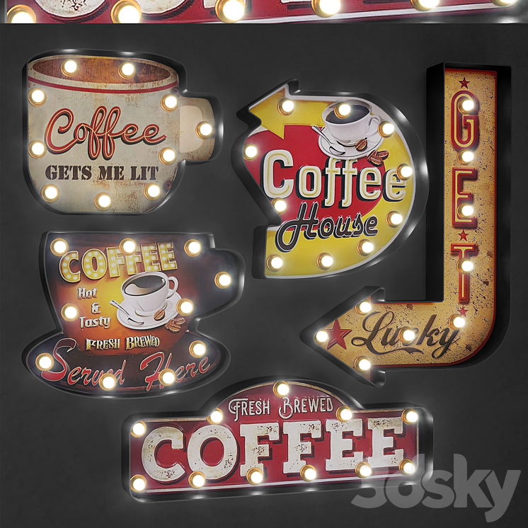 Sign Decor Set Lighted Metal sign Set 37 - Other decorative objects - 3D model