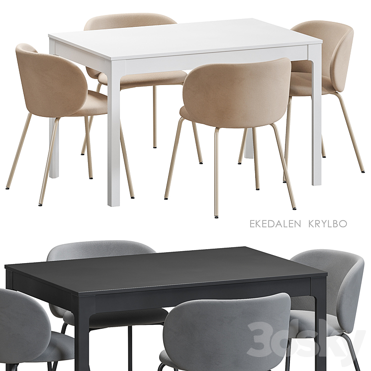 EKEDALEN KRYLBO table and chairs IKEA Table Chair 3D model