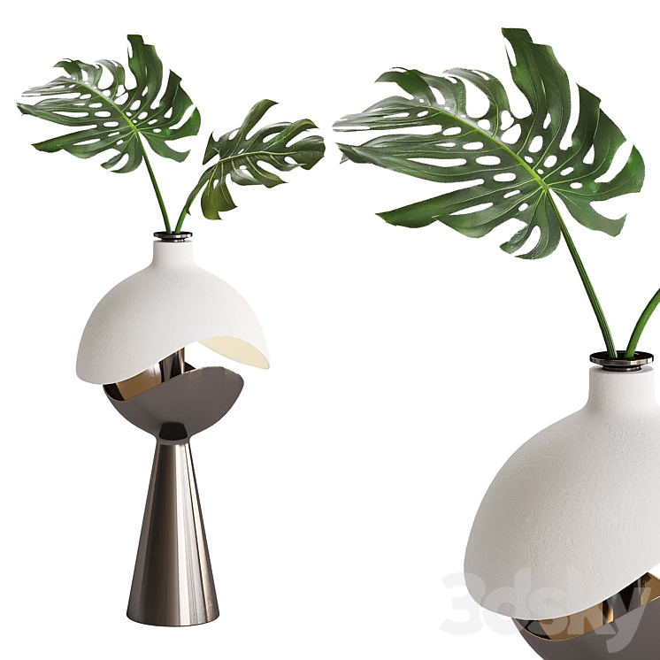 Monstera leaves in a decorative vase - Bouquet - 3D model