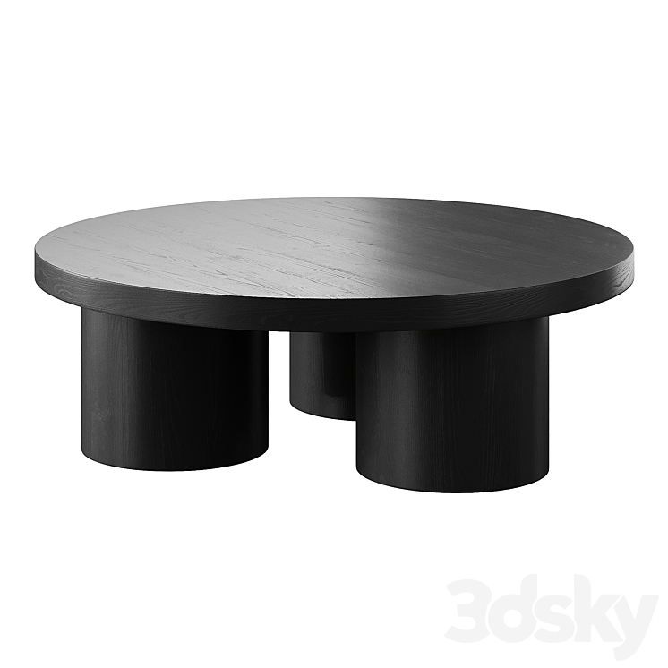 Damian Wooden Round Coffee Table - Black - Table - 3D model