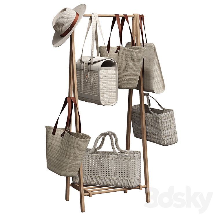 Mellow Racks Beach Rack with wicker beach bags - Shop - 3D model