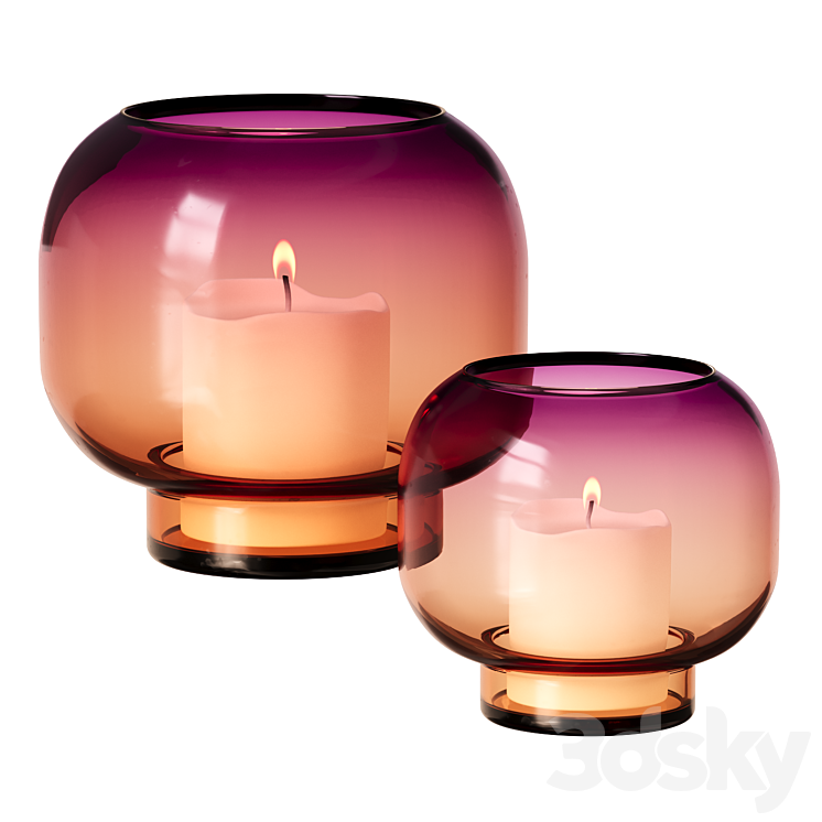 Glass 2 Tone Color Candle Holder