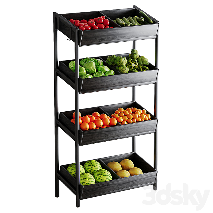 Fruity Rack Design Wood Vegetable Fruit Rack Snack Rack - Shop - 3D model