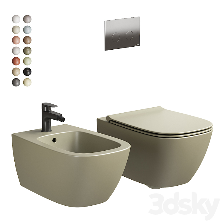 ceramica-globo-genesis-wall-hung-wc-toilet-and-bidet-3d-model