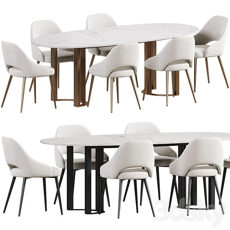 Loading Table Restaurant Aero Dining chair, Hudkoff Load Table - Table + Chair - 3D model