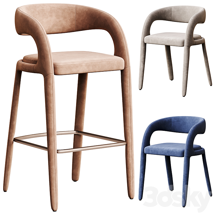 Modrest Faerron - Modern Tan Leatherette Bar Chair Dining Chair - Chair ...