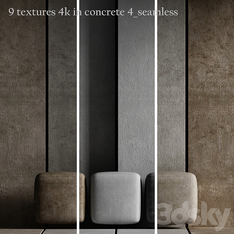 C4 Texture 9 textures 4k in concrete 4 - Stone - 3D model