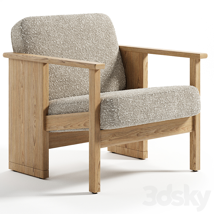 BLOCK Oak lounge chair By Form & Refine - Arm chair - 3D model
