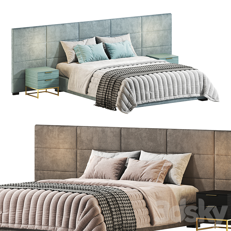 Modern custom rectangular - Bed - 3D model
