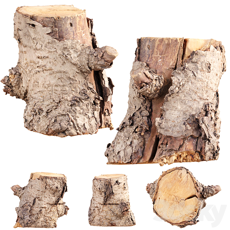 Tree Log Model 3D Scanned Tree Log Realistic Model Vol 02 - Environment elements - 3D ...