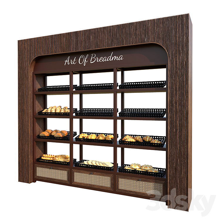 Bread Wrap Display Rack Artisan bread display rack - Shop - 3D model