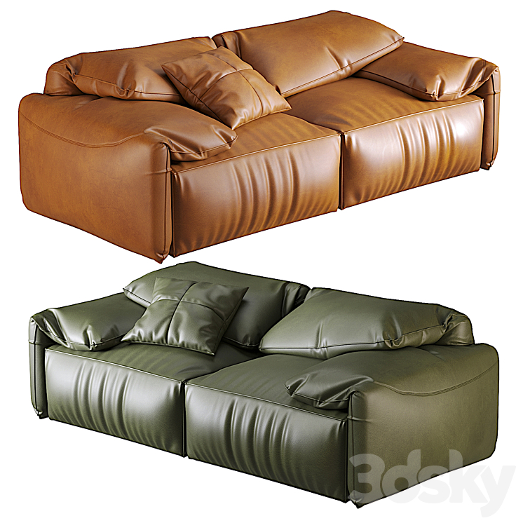 86.61 Genuine Leather Modular Sofa cushion couch Sofa 3D model
