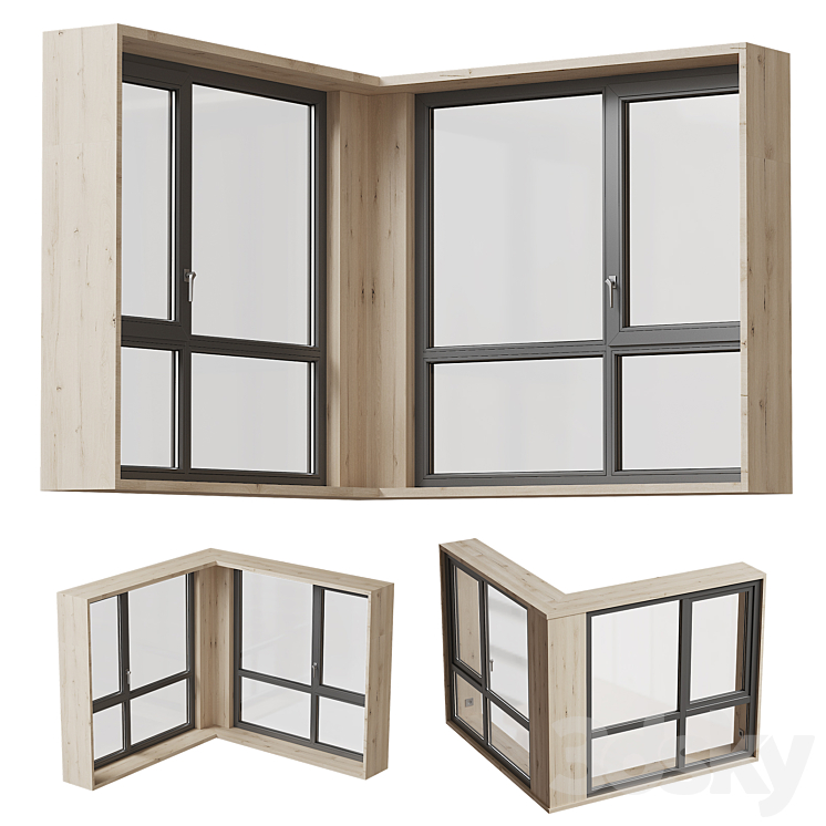 Panoramic glazing. Corner window. 69 - Windows - 3D model
