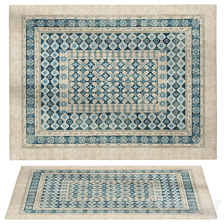 Blue Neutral Rug Cyrus Neutral Blue Rug - Carpets - 3D model