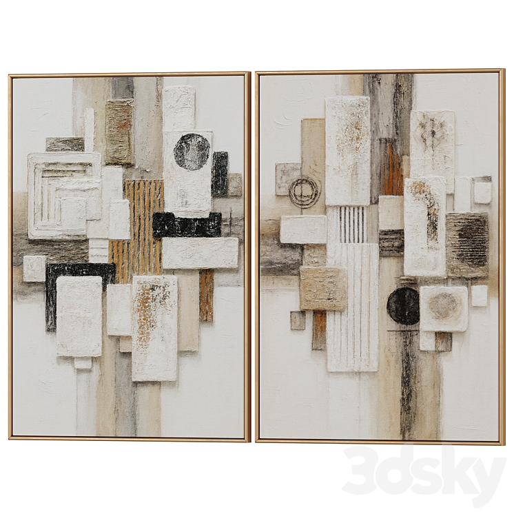 Frame Collection Abstract Abstract Painting Frame set 0986 - Frame - 3D model