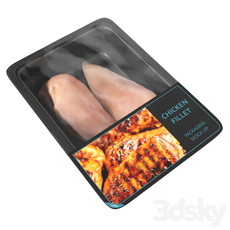 Chicken fillet raw in packaging - Shop - 3D model