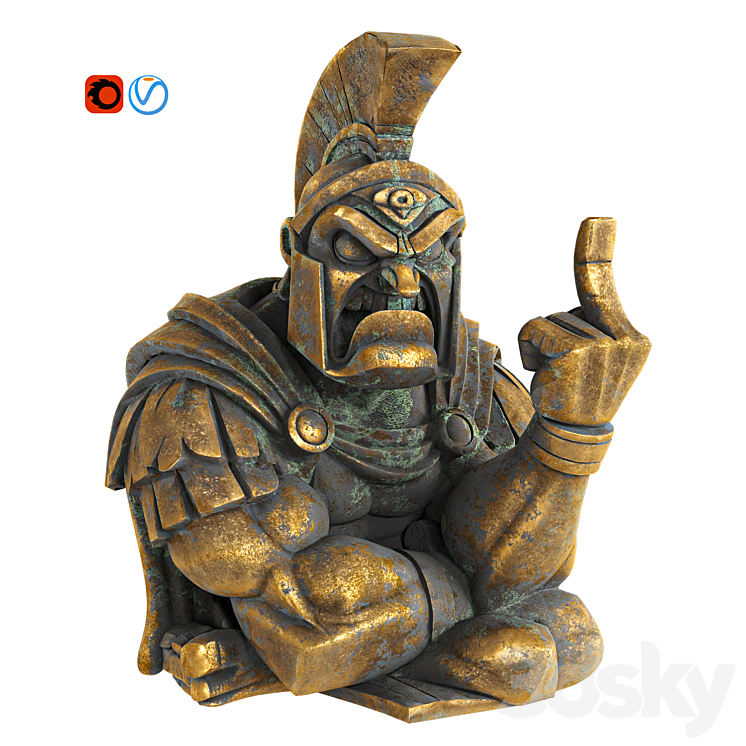Roman Angry Soldier - Sculpture - 3D model