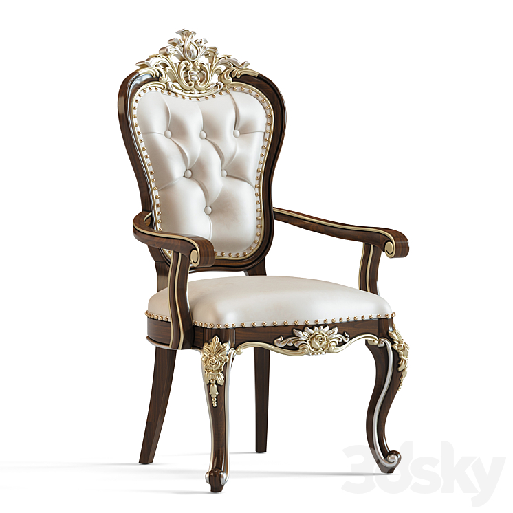 Modern Rococo Chair Louis XV Rococo - Chair - 3D model