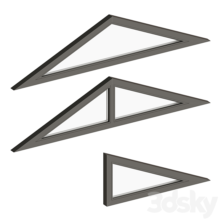 Triangle Button Windows Triangle window with a tilt angle 25° - Windows - 3D model